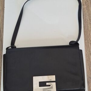 Gucci TOM FORD 1998 VintagebBlack Shoulder Bag with Silver Logo